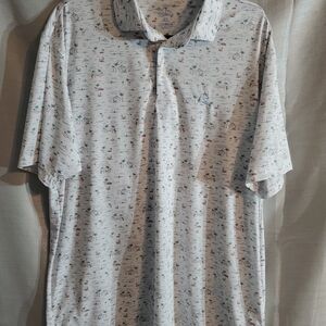 Rhoback Men's Light Gray Printed Polo